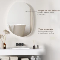 HOMCOM Espelho de Casa de Banho LED 3 Cores de Luz Brilho Regulável Função Anti-Embaciamento Função Memória IP44 70x50 cm Prata(m-6)