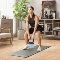 Kettlebell 10kg - Collaboration Aosom.fr x FFHandball - haltère avec poignée antidérapante, gris et bleu(m-10)