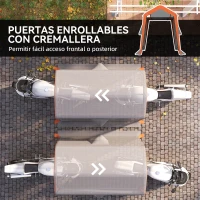 Outsunny Carpa Garaje Portátil 2,4x1,8 m para Coche Impermeable con Puerta Enrollable con Cremallera Ventanas UPF30+ Gris Claro(m-6)