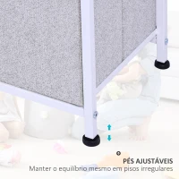 HOMCOM Cómoda com 5 Gavetas de Tecido Cómoda para Quarto Estrutura Metálica 100x30x54 cm Cinzento(m-5)