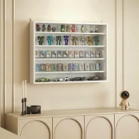 HOMCOM Vitrine de Parede com Prateleiras Ajustáveis e 2 Portas Corredeiras de Vidro para Coleções 80x9,5x60 cm Branco(m-2)