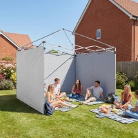 Outsunny Lot de 3 parois latérales pour tonnelle de 3 x 3 m, Panneaux Latéraux pour pavillon, fermeture éclair tissu Oxford blanc(m-9)