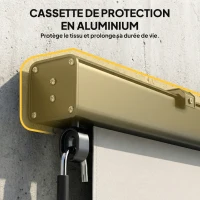 Outsunny Store enrouleur extérieur, store vertical extérieur avec manivelle et cassette en aluminium, 250x160cm, crème(m-6)