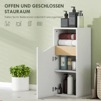 HOMCOM Badezimmerschrank Schmal Badschrank mit Verstellbaren Ablagen, offenem Fach 30 x 30 x 71,5 cm Weiß(m-4)