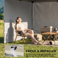 Outsunny Lot de 3 parois latérales pour tonnelle de 3 x 3 m, Panneaux Latéraux pour pavillon, fermeture éclair tissu Oxford blanc(m-7)