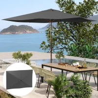 Outsunny Auvent de remplacement pour parasol de 6 baleines, toile de rechange pour parasol UPF 50+ 3 x 2 m, gris foncé(m-10)