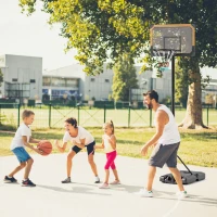 SPORTNOW Panier de basket sur pied hauteur réglable 213 - 243 cm avec base de lestage roulettes panneau arrière robuste noir(m-10)