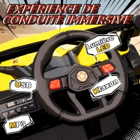 AIYAPLAY Voiture électrique enfants UTV 12 V, buggy électrique enfants avec télécommande, 96 x 61 x 56 cm, jaune(m-7)