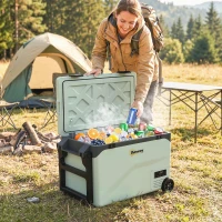 Outsunny Réfrigérateur de Voiture à Compression 42,5 L avec Contrôle via Application, -20 °C à 20 °C, Vert(m-10)