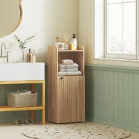 HOMCOM Meuble salle de bain, meuble de rangement étroit 4 niveaux, placard, compartiment ouvert, 40 x 31 x 104 cm, chêne jaune(m-2)