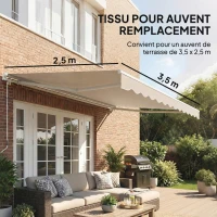Outsunny Toile de Rechange Store Banne avec Lambrequin, Déperlante, Toile de Remplacement pour Store, Compatible 3,5 x 2,5 m crème(m-4)