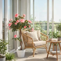 Outsunny Kunstbaum, Künstliche Pflanze im Zementtopf, Kunstpflanze(m-9)