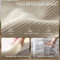 HOMCOM Fauteuil de salon en velours côtelé, canapé 1 place rembourré avec assise large et coussin à ressorts, 83x74x87cm, beige(m-4)