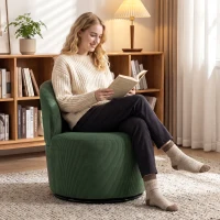 HOMCOM Akzentstuhl, 360-Grad-Drehung, Moderner Drehsessel mit Rundfuß, für Wohnzimmer und Schlafzimmer, Grün(m-2)