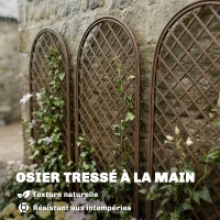 Outsunny Lot de 3 Treillis de jardin en osier tissé Panneau Arc pour Plantes grimpantes 43 x 2 x 112 cm, effet bois naturel(m-6)