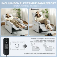 HOMCOM Fauteuil relax électrique massant et chauffant, fauteuil inclinable, repose-pieds, moteur silencieux, 82x99x106cm, gris(m-5)