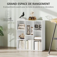 HOMCOM Bibliothèque étagère de rangement 8 compartiments, pour salon chambre à coucher bureau, 74,3x24x80cm, blanc(m-4)