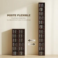 HOMCOM Lot de 2 étagères colonnes armoire de rangement CD-DVD 12 compartiments 21 x 22,5 x 88,5 cm capacité 204 CD marron(m-5)