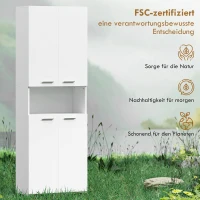 HOMCOM 174 cm hoher Badezimmerschrank mit ausklappbarem Wäschekorb und Soft-Close-Türen, Weiß(m-8)