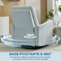 HOMCOM Fauteuil inclinable, fauteuil de relaxation avec repose-pieds, pivotant à 360°, basculant, 82 x 90,5 x 101 cm, gris-bleu(m-5)