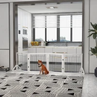 PawHut Barrière de sécurité pour chien barrière de protection à 4 panneaux pliante clôture pour animal domestique(m-10)