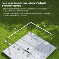 Outsunny Toile de toit pour pergola tonnelle rétractable de 3 x 3 m - toile uniquement 250 x 255 cm crème(m-4)