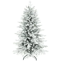 HOMCOM Künstlicher Weihnachtsbaum, 150cm Christbaum mit Schnee, 1162 Zweigen, klappbarem Metallständer(m-1)