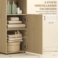 HOMCOM Badezimmerschrank Nischenschrank mit Schrank, offen Regal, verstellbar Regal, Badschrank, 40 x 31 x 104 cm, Gelbeiche(m-5)