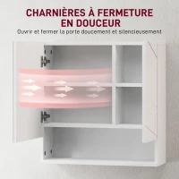 kleankin Armoire murale miroir de salle de bain placard de rangement 2 portes 55 x 17 x 55 cm blanc(m-7)