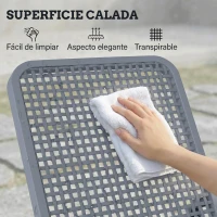 Outsunny Tumbona Reclinable de Jardín Exterior con Respaldo Ajustable en 4 Posiciones y Marco de PP 191x55x35,5 cm Gris Oscuro(m-7)