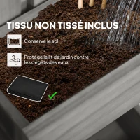 Outsunny Jardinière murale potager avec 3 bacs en bois massif amovibles, tissu non tissé, 60 x 16 x 80 cm gris(m-6)