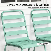 Outsunny Lot de 2 Chaises de Jardin Empilables en Métal pour Terrasse, Balcon, Jardin, Vert(m-8)