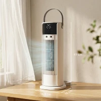 HOMCOM Ventilateur de table colonne avec brumisateur et éclairage RGB, ventilateur de bureau 3 vitesses, oscillation 90°, blanc(m-3)