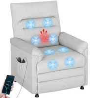 HOMCOM Fauteuil relax électrique massant et chauffant, fauteuil inclinable, repose-pieds, moteur silencieux, 82x99x106cm, gris(m-11)