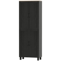 HOMCOM Armoire de cuisine hauteur 170 cm buffet haut avec 4 portes et étagères ajustable, design moderne, noir
