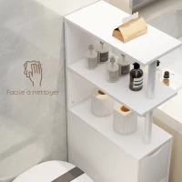 HOMCOM Meuble de salle de bain meuble de rangement avec tiroir sur roulettes, avec étagères ouvertes, 20 x 45 x 115 cm, blanc(m-8)