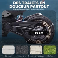 AIYAPLAY Quad électrique enfants voiture électrique enfants 12V 3 roues 2 moteurs lecteur MP3, klaxon, 2 vitesses 3-5 km/h noir(m-6)