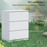 HOMCOM Kommode mit 3 Schubladen, für Wohnzimmer, Schlafzimmer, Flur, Spanplatte, Weiß(m-7)
