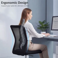 Vinsetto Krzesło Biurowe do Biurka, Regulowane Wysokościowo, Siatka, 43 cm x 58 cm x 100 cm, Czarne(m-4)