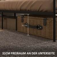 HOMCOM Bett 160 x 200 cm Bettrahmen mit Lattenrost aus Stahl, Unterbettaufbewahrung, Doppelbett, Schwarz(m-4)