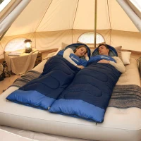 Outsunny Saco de Dormir Adulto Ligero y Compacto para 3 Estaciones Impermeable Portátil Tamaño Pequeño para Acampar Azul Marino(m-8)