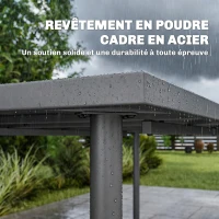 Outsunny Table de jardin pour 6 personnes, 165 x 80 cm, table à manger extérieure rectangulaire avec plateau à lattes en métal(m-6)