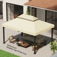 Outsunny Toile pour tonnelle toile de rechange pour tonnelle à 2 niveaux protection UPF30+ trous de drainage  4 x 3 m crème(m-10)