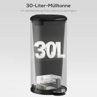 HOMCOM Mülleimer 30L Treteimer Abfalleimer mit Deckel Fußpedal Inneneimer, Soft-Close-Funktion 36 x 30 x 63,5 cm, Schwarz(m-4)
