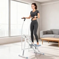SPORTNOW Stepper escalier pliable climber stairmaster pour exercice de gym à domicile pédales réglables écran LCD 85x80x142cm blanc(m-10)