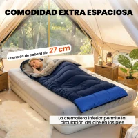 Outsunny Saco de Dormir Adulto Ligero y Compacto para 3 Estaciones Impermeable Portátil Tamaño Pequeño para Acampar Azul Marino(m-6)