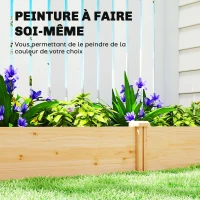 Outsunny Carré Potager de jardin en Bois massif, Jardinière Surélevé avec séparateur, 235 x 121 x 26 cm, effet Bois Naturel(m-6)