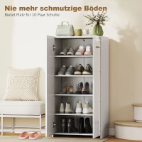 HOMCOM Schuhschrank in Hochglanz, Schuhaufbewahrung mit Verstellbaren Regalböden für Flur, Diele, Platz für 10 Paar, Weiß(m-4)