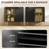 HOMCOM Buffet cuisine meuble de rangement avec 2 portes étagère réglable pieds métalliques surélevés 80 x 40 x 80 cm noir(m-5)
