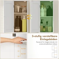 HOMCOM Hoher schlanker Badezimmerschrank mit Türen, offene Regale, 30 x 30 x 170 cm, Weiß(m-5)